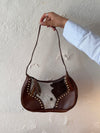 Katy handbag in cowhide leather - Dark Brown