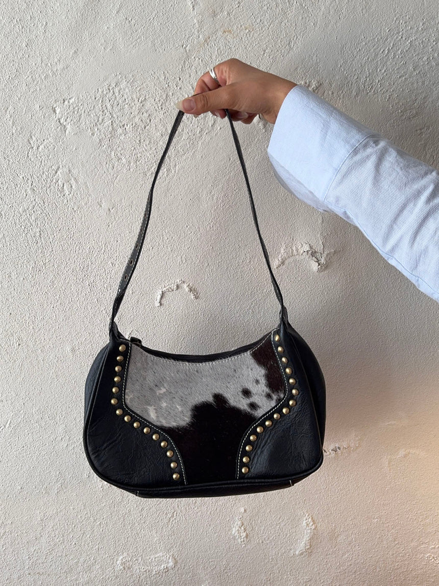 Katy handbag in cowhide leather - Black