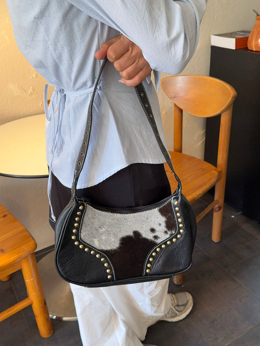 Katy handbag in cowhide leather - Black