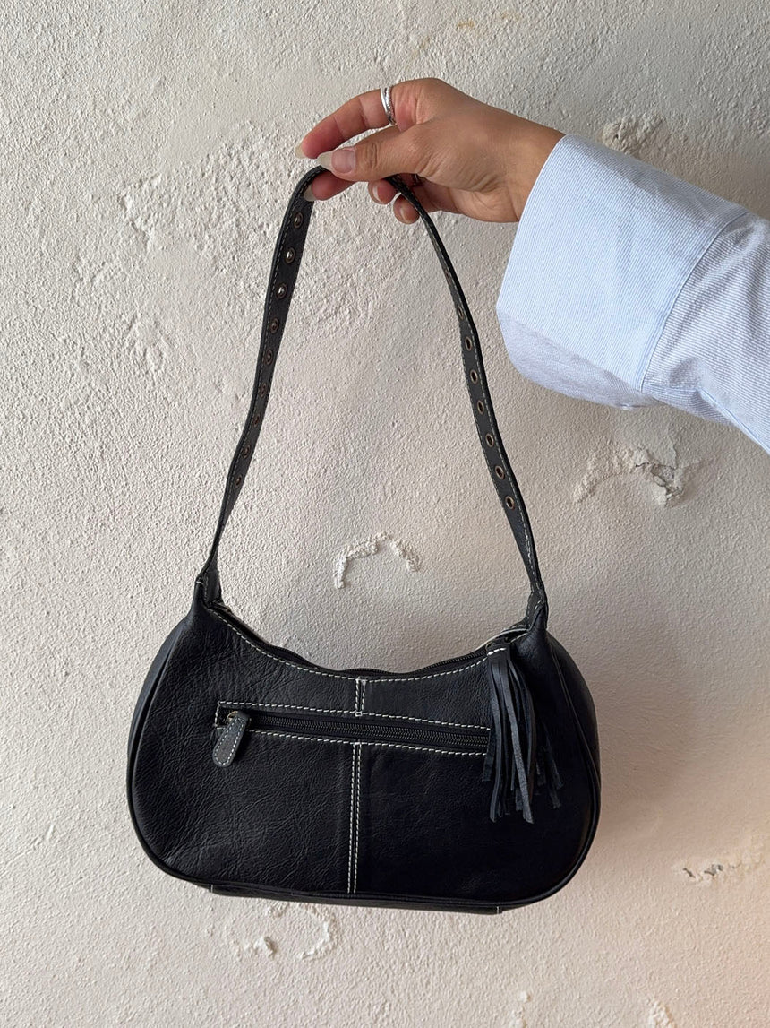 Katy handbag in cowhide leather - Black