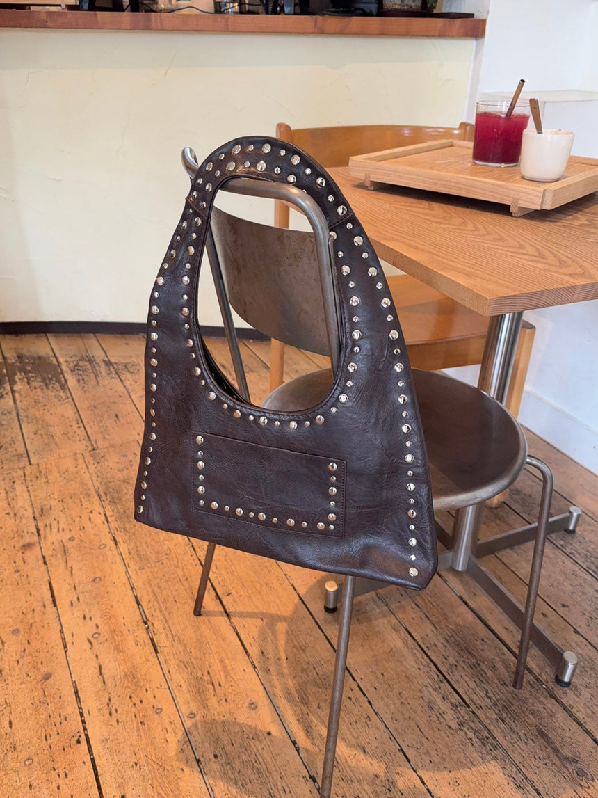 Balo handbag in leather with studs - Brown