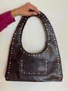 Balo handbag in leather with studs - Brown