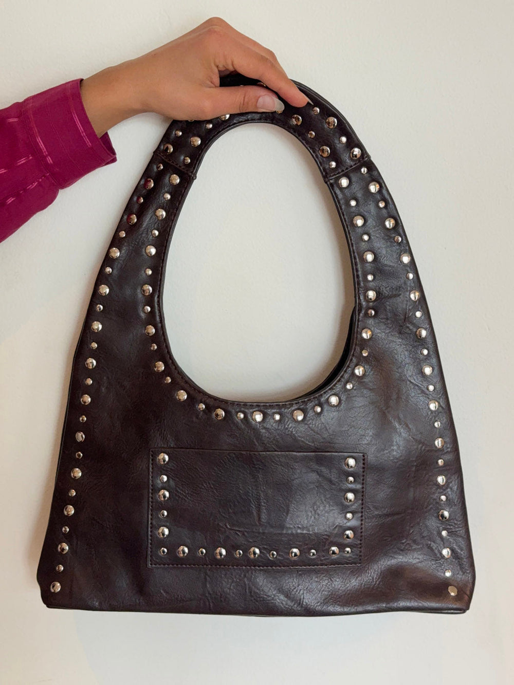 Balo handbag in leather with studs - Brown