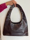 Balo handbag in leather with studs - Brown