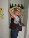 Balo handbag in leather with studs - Brown
