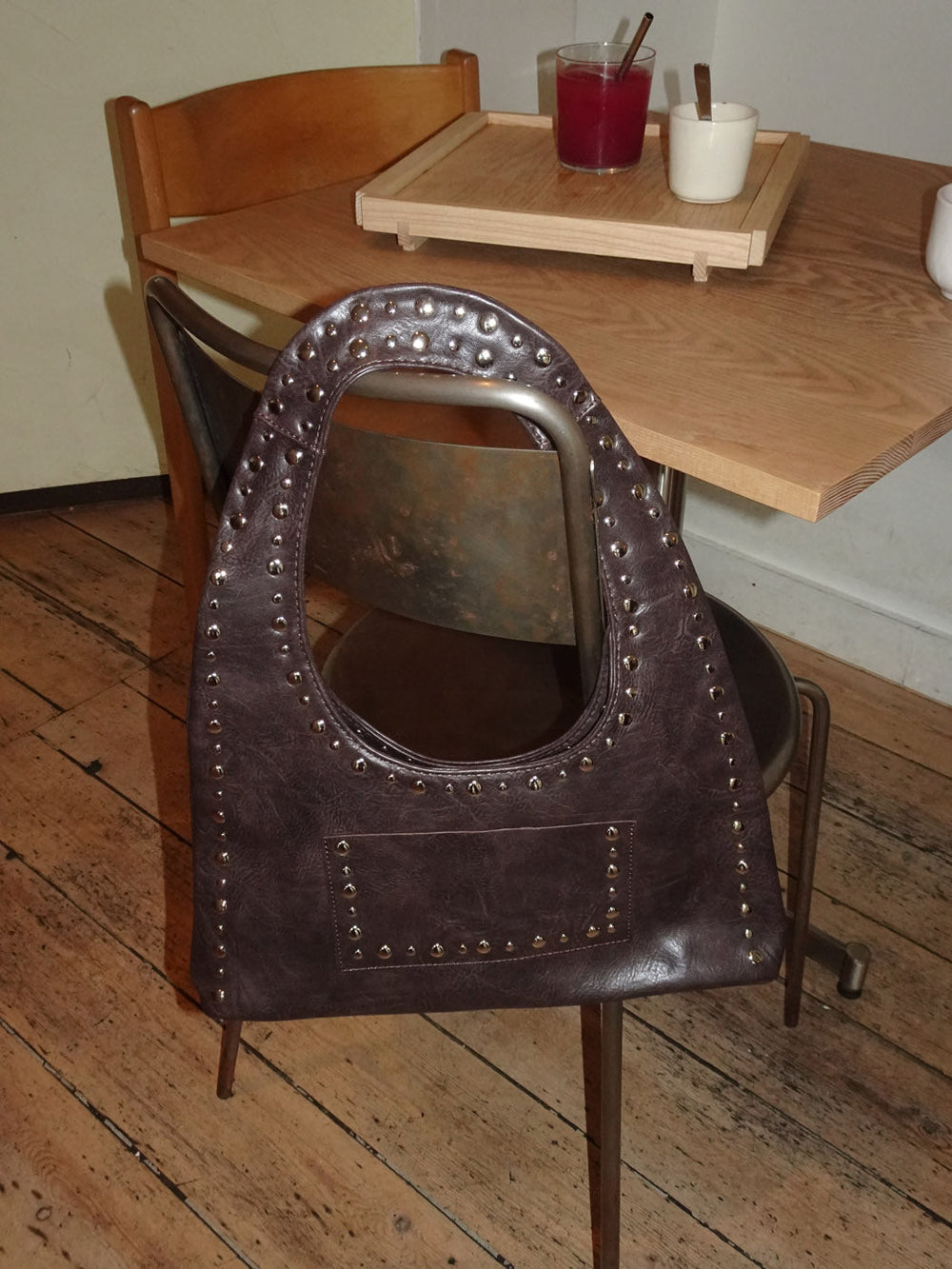 Balo handbag in leather with studs - Brown
