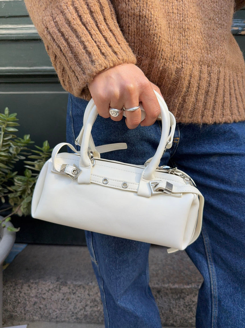 Ines handbag with buckle - White