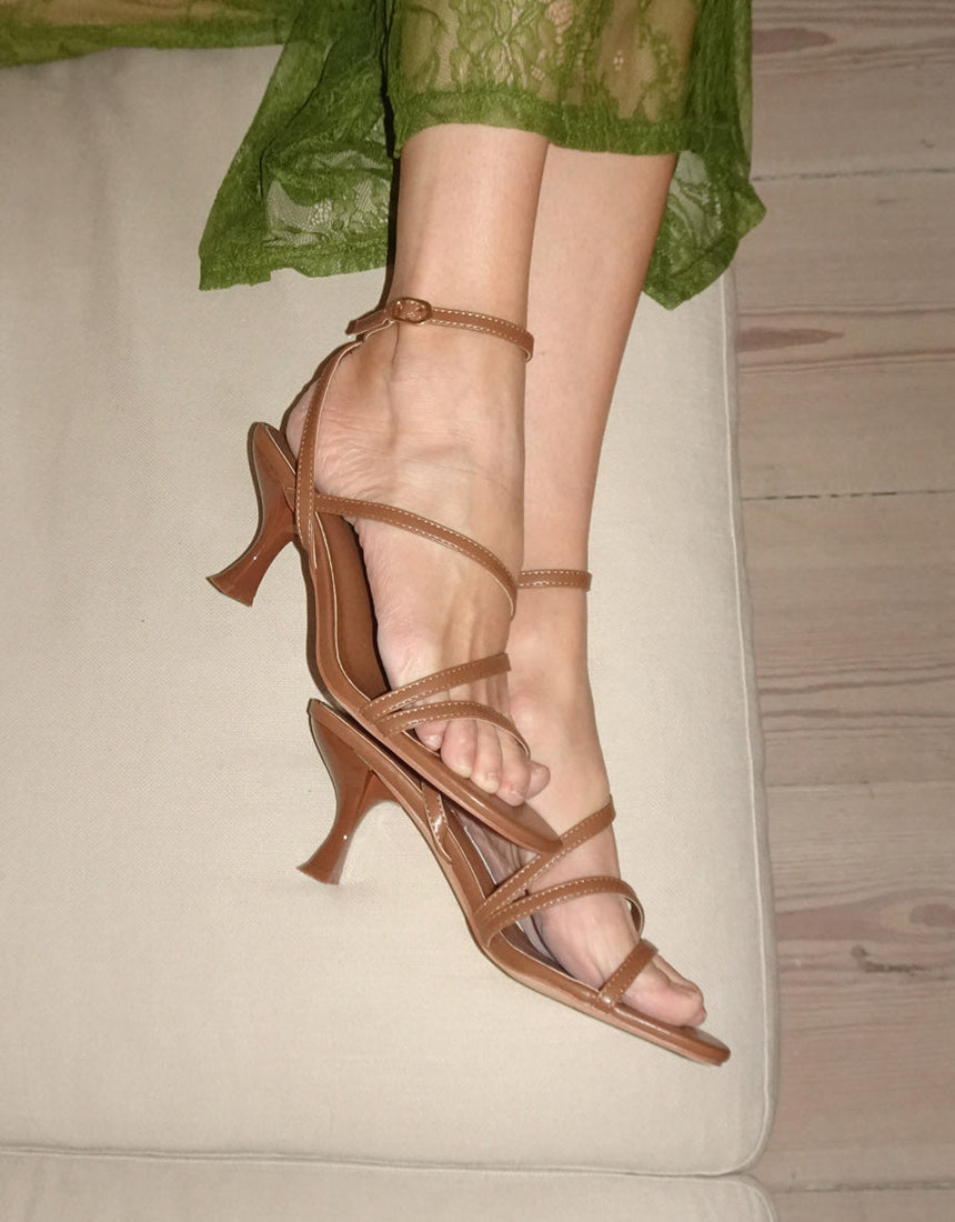 Whitney heels with wrapped leather detail - Brown