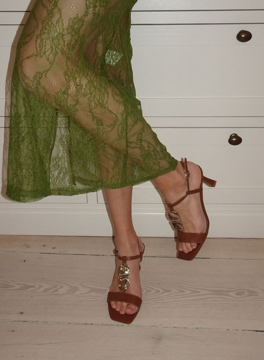 Spania heels with silver details – Brown