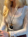 Juliet necklace with pendant - Black/amber