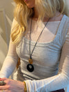 Juliet necklace with pendant - Black/amber