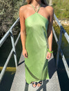 Talia halter satin dress - Green