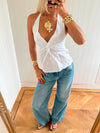 Scandivv halterneck top with ties - White