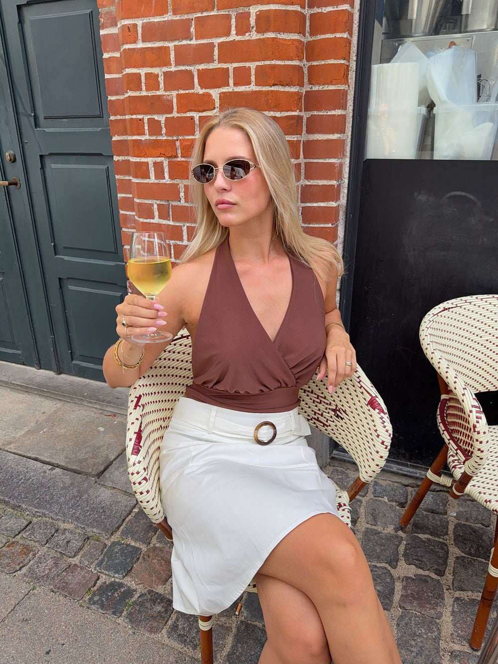 Darina halterneck top - Brown