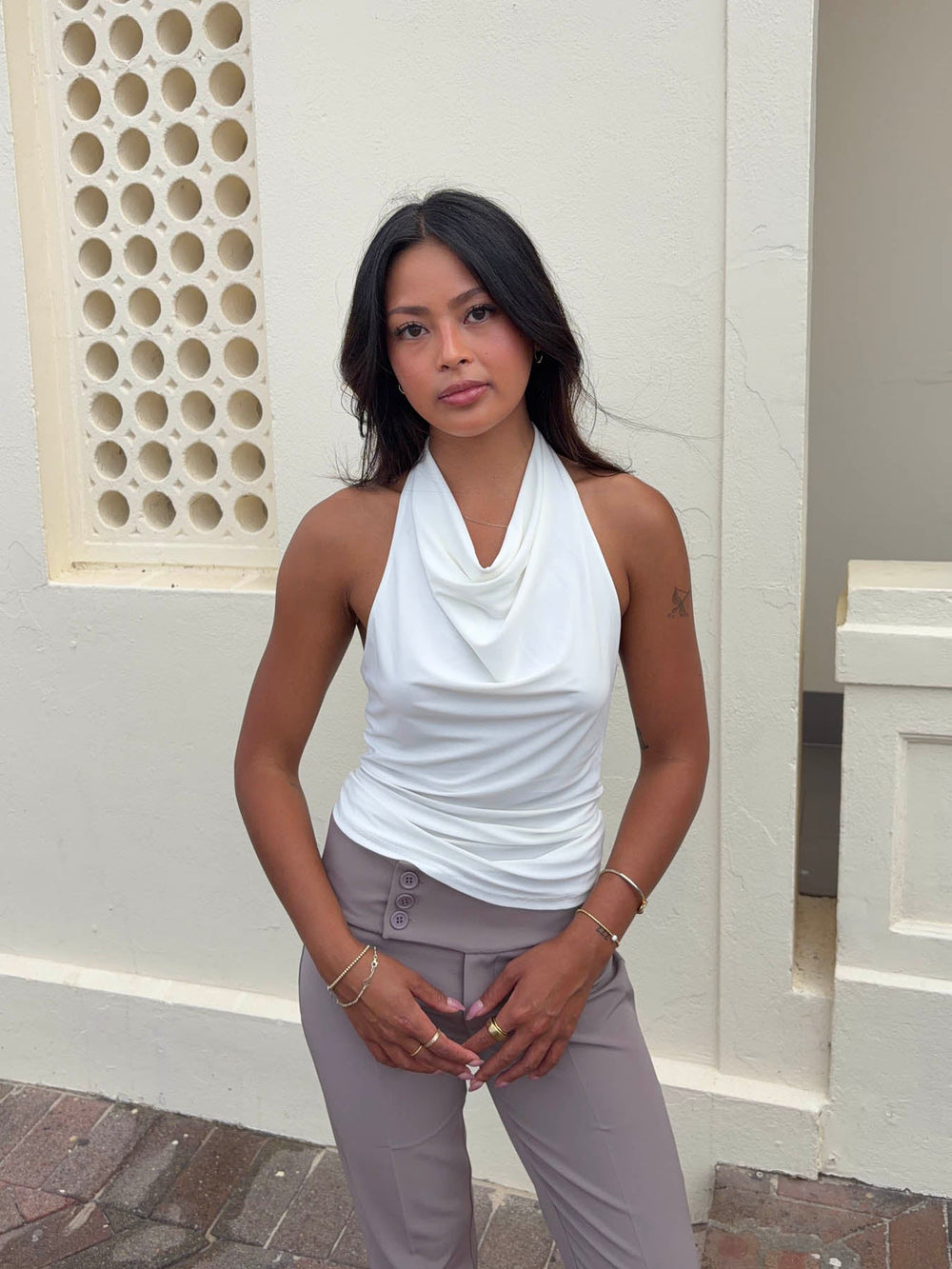 Dora halterneck top - White