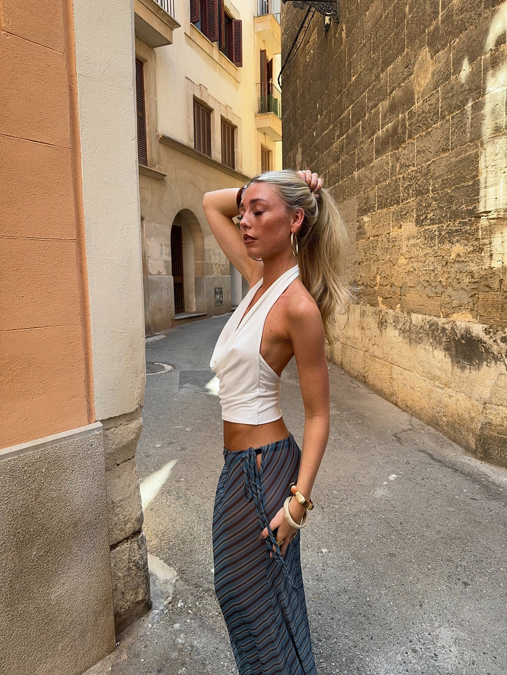 Lolla halterneck top – White