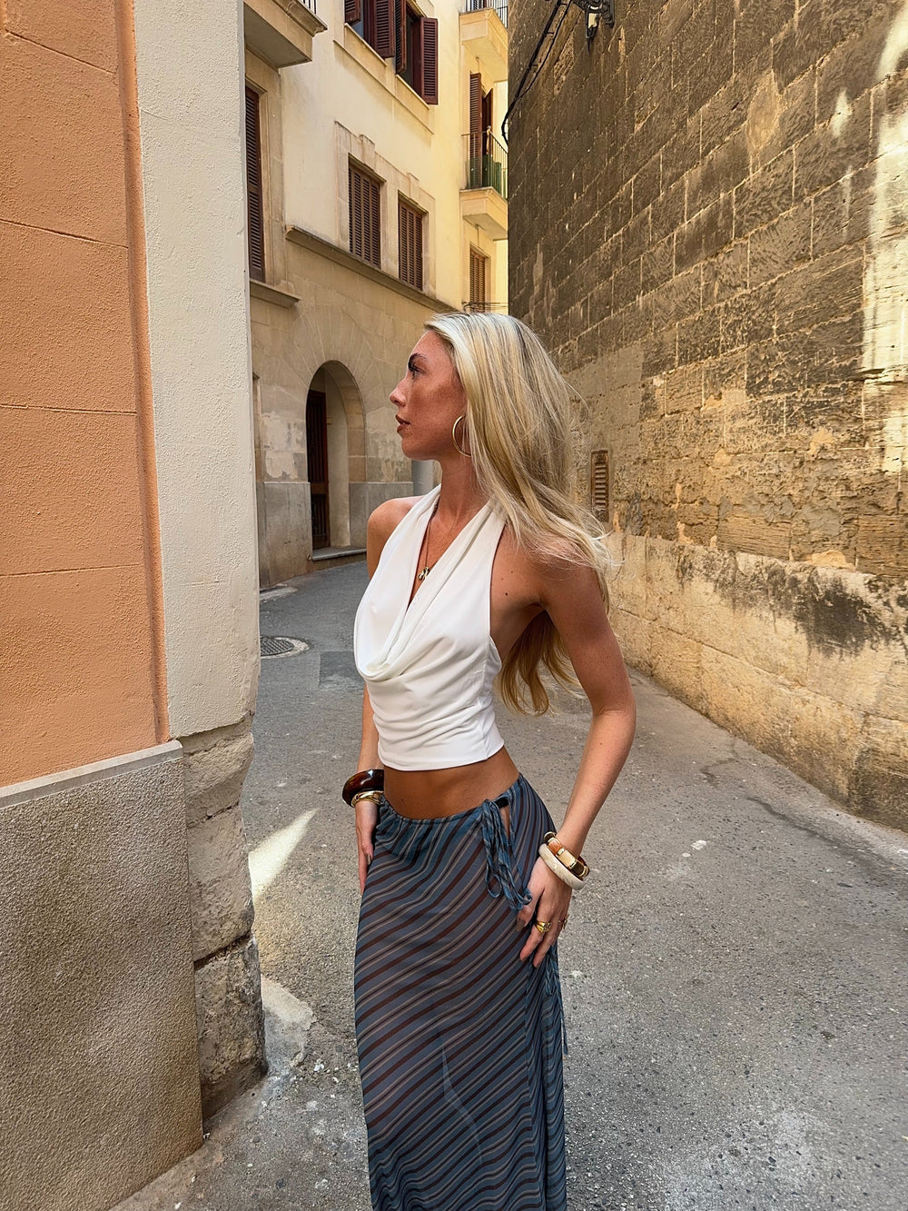 Lolla halterneck top – White