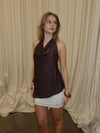 Laticha halterneck top with lace - Brown