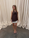 Laticha halterneck top with lace - Brown