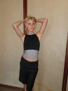 Debby halterneck top with stripes - Black/grey/white