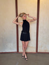 olene halterneck dress with sequins – Black
