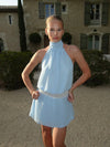 Jolene halterneck dress with sequins - Light blue