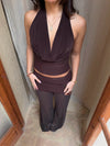 Bilana halterneck top – Brown