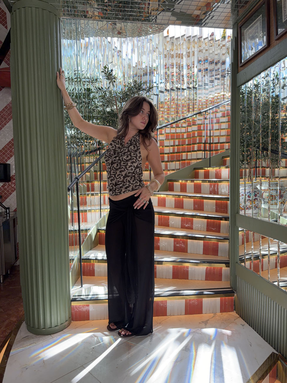 Susiana top with floral print – Green/off white