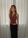 Martha halterneck top with glitter – Brown