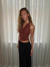 Martha halterneck top with glitter – Brown