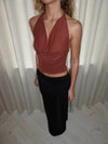 Martha halterneck top with glitter – Brown