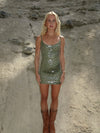 Emeralda sequin dress with dots – Green