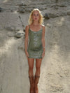 Emeralda sequin dress with dots – Green