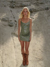 Emeralda sequin dress with dots – Green