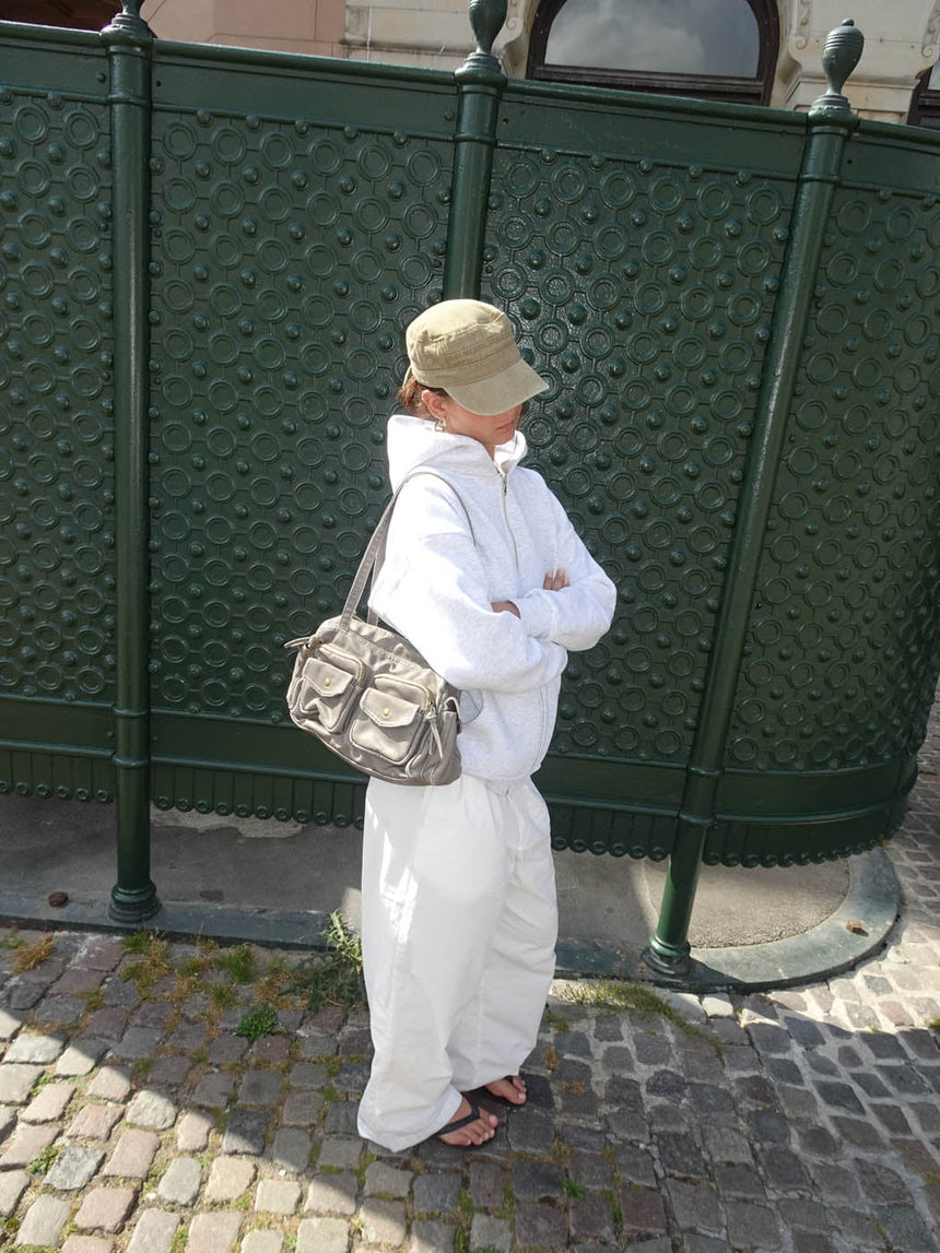 Becky handbag with pockets - Brown/grey