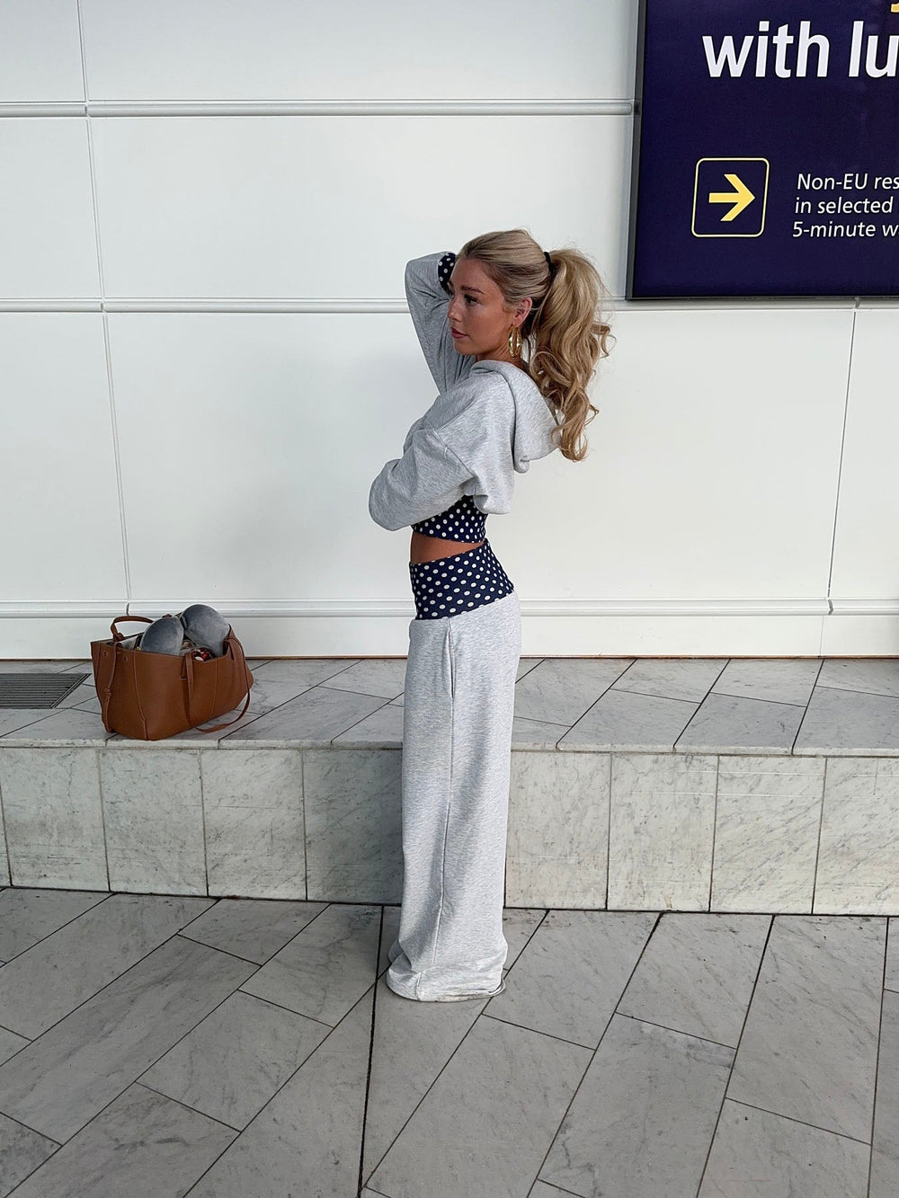 Maja hoodie with polka dots - Grey/white/black