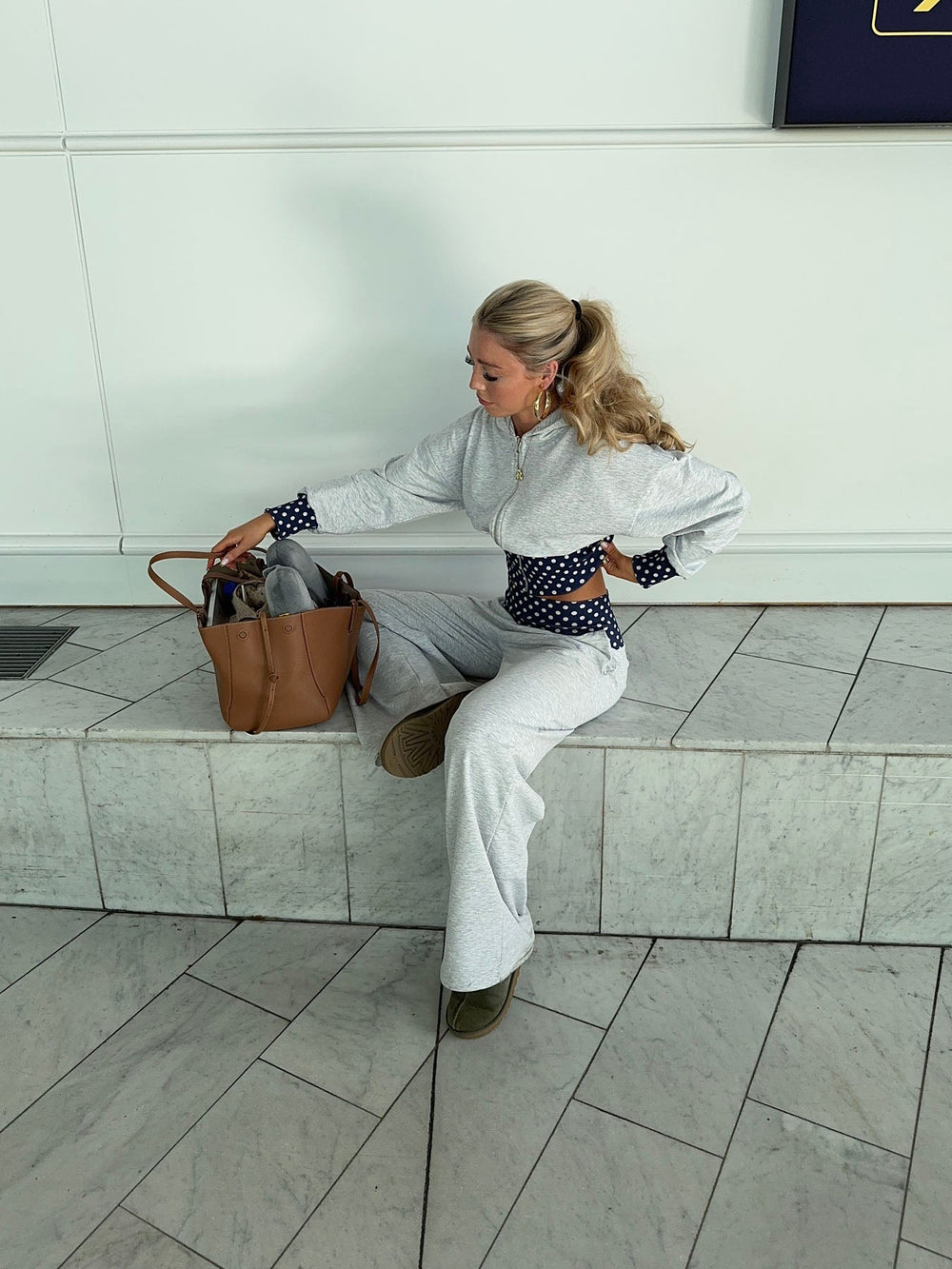 Maja hoodie with polka dots - Grey/white/black