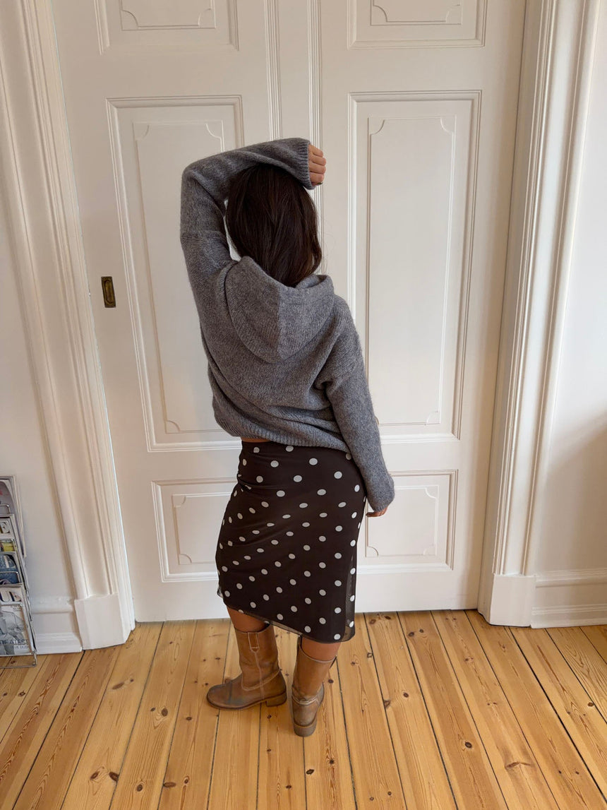 Gregina knitted hoodie with zip - Grey