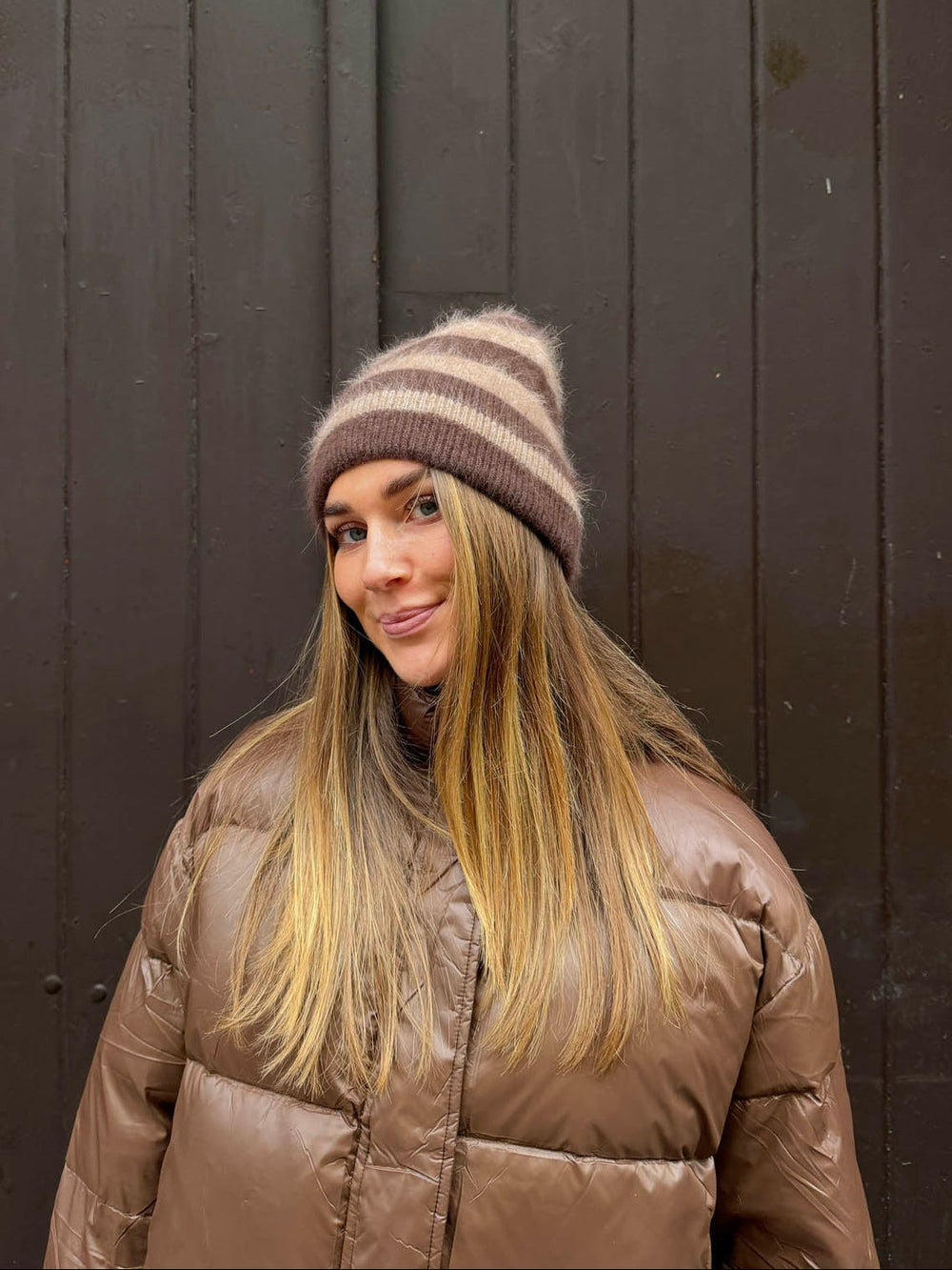 Zoe beanie - Brown/Beige