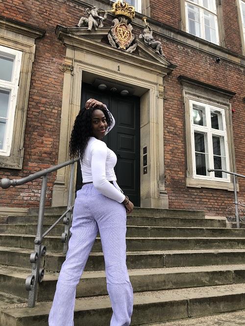 Hilja stribed linen pants - blue