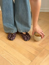 Tovea Split Toe Ballerina with Polka Dots - Brown/White