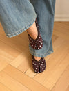 Tovea Split Toe Ballerina with Polka Dots - Brown/White