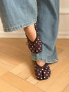 Tovea Split Toe Ballerina with Polka Dots - Brown/White