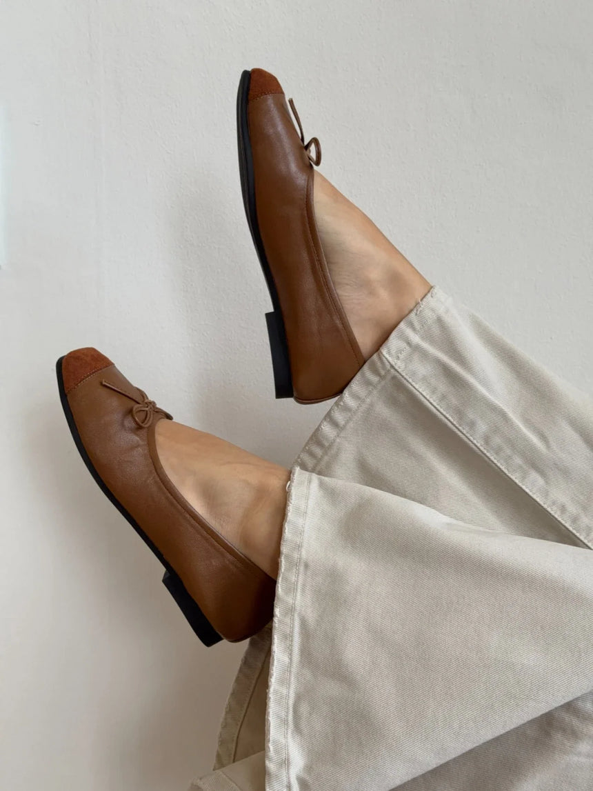 Gina ballerina with suede tip - Brown