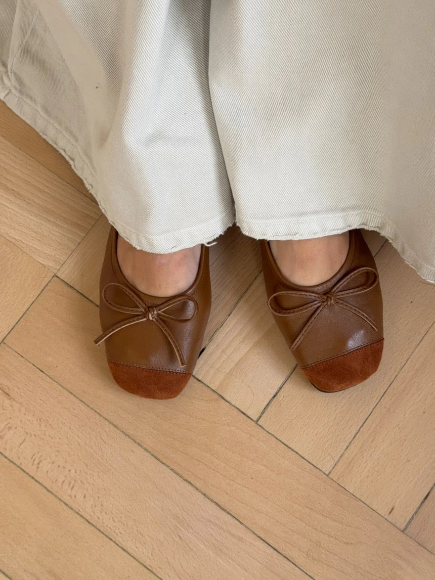 Gina ballerina with suede tip - Brown