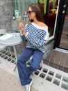 Gabardin jacquard pants - Navy