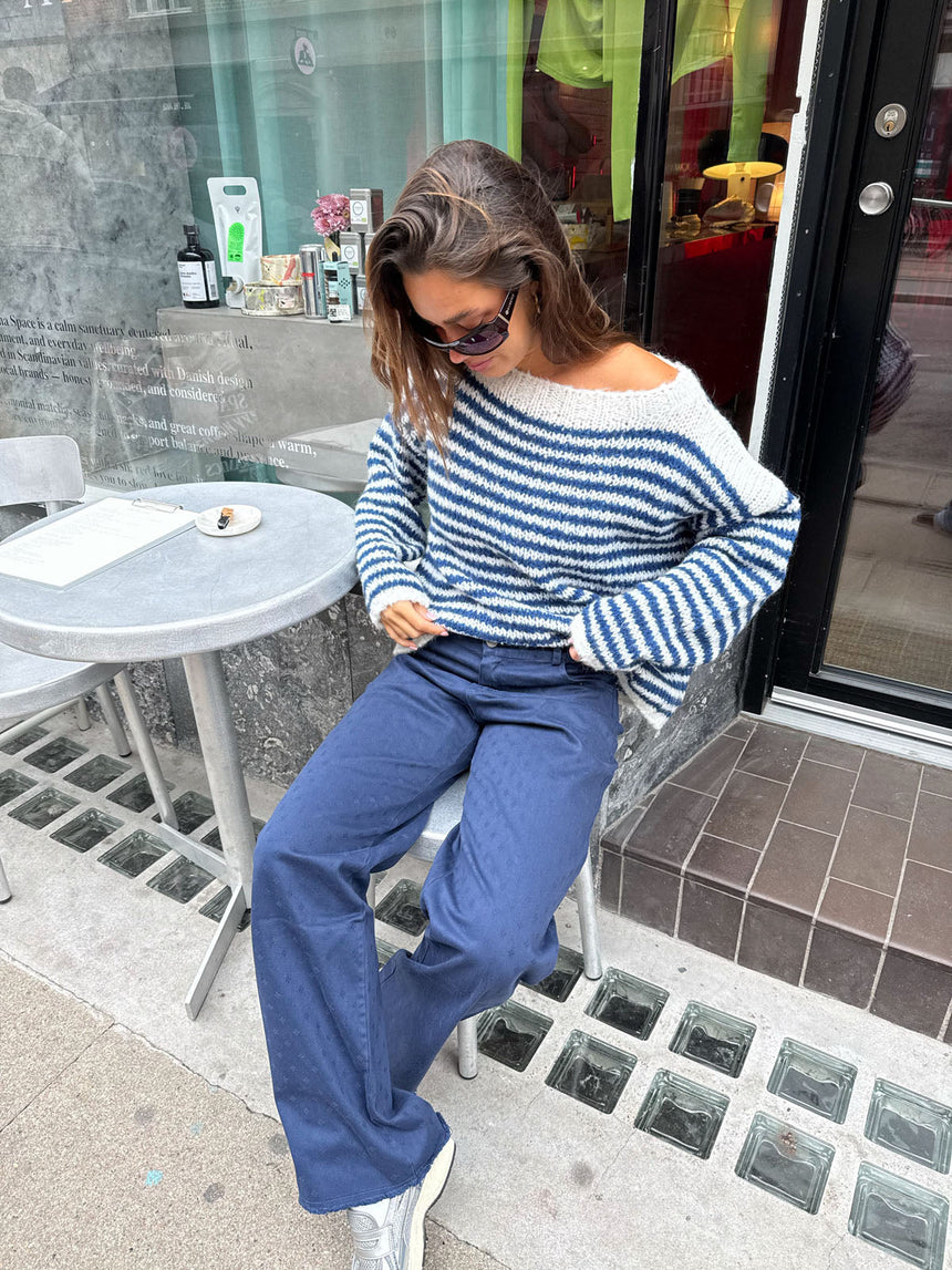 Gabardin jacquard pants - Navy