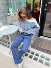 Gabardin jacquard pants - Navy