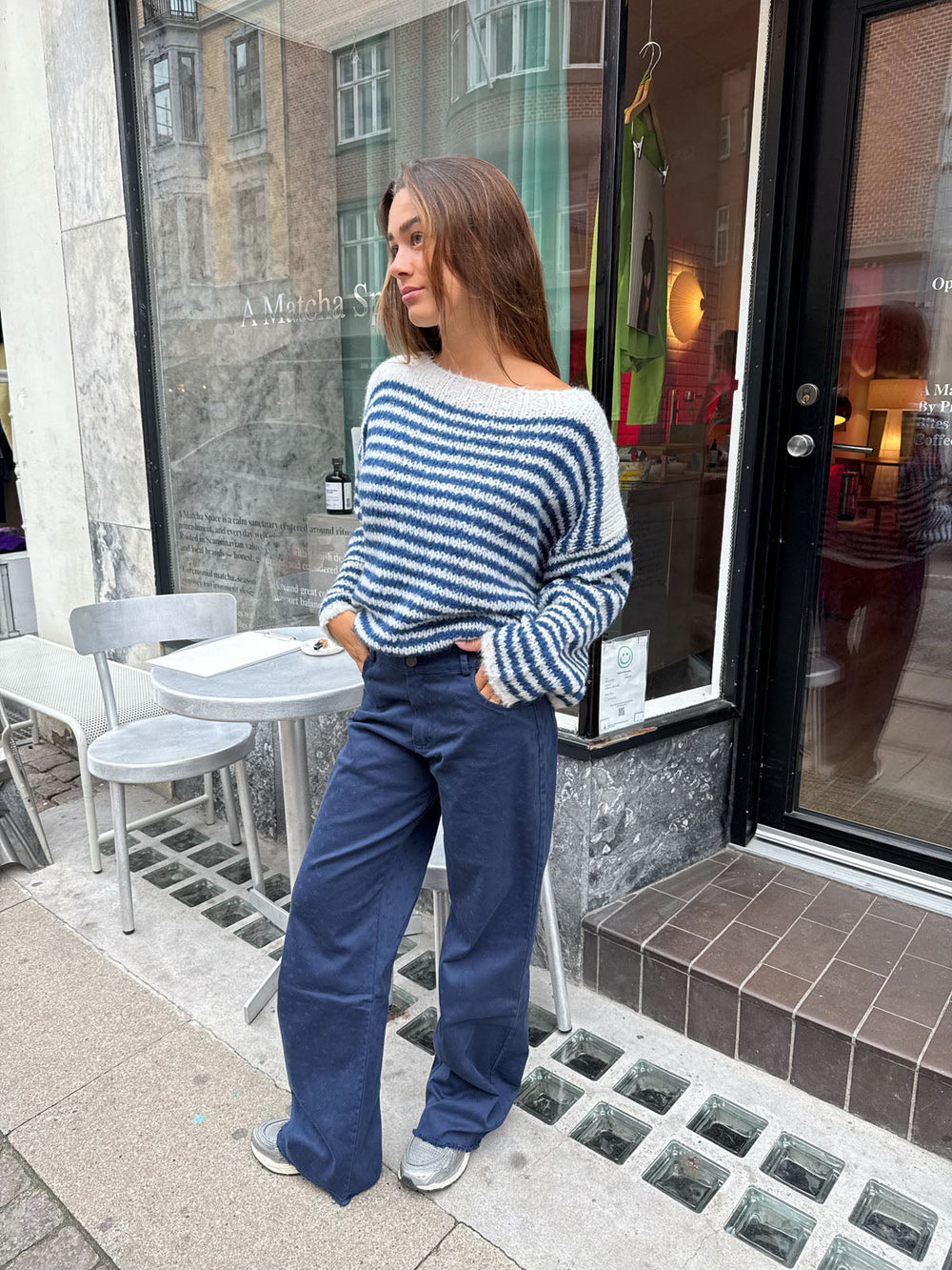 Gabardin jacquard pants - Navy