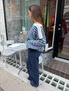 Gabardin jacquard pants - Navy
